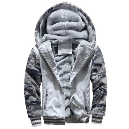 Men’s Camouflage Winter Jacket – Thick Fleece Hooded Coat for Casual Streetwear - TREND HAUSE