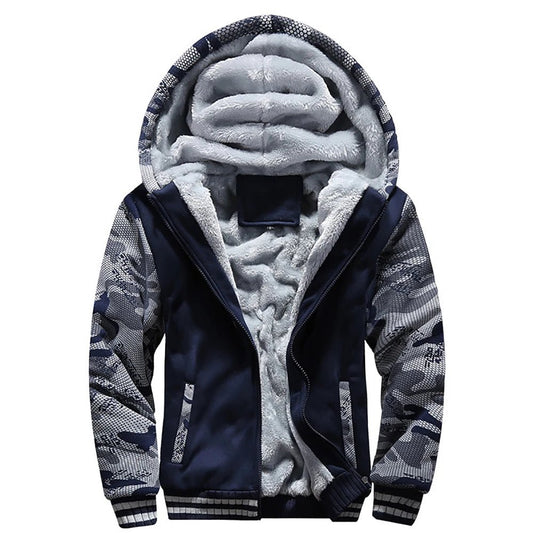Men’s Camouflage Winter Jacket – Thick Fleece Hooded Coat for Casual Streetwear - TREND HAUSE